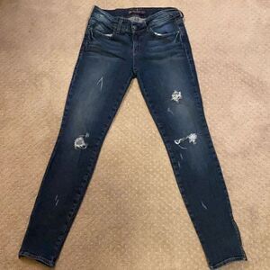 Divine Rights of Denim Skinny Jeans Size 27 Medium Wash Distressed Ankle Zip